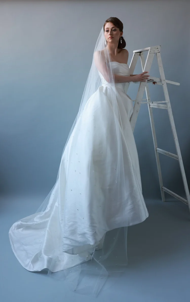 Beaded crystal and pearl scatter cathedral Cockles & Belles bridal